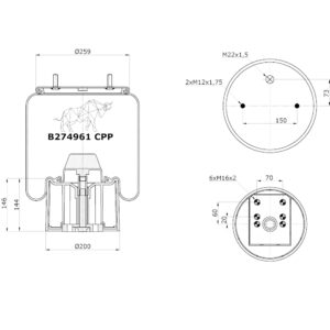 0542943280 Complete Airspring 674961 KPP B274961 CPP 05429432804961 N P02(with Pls.piston)293.2.410/1C293/ARML75072 CP34961 CPPMLF8301